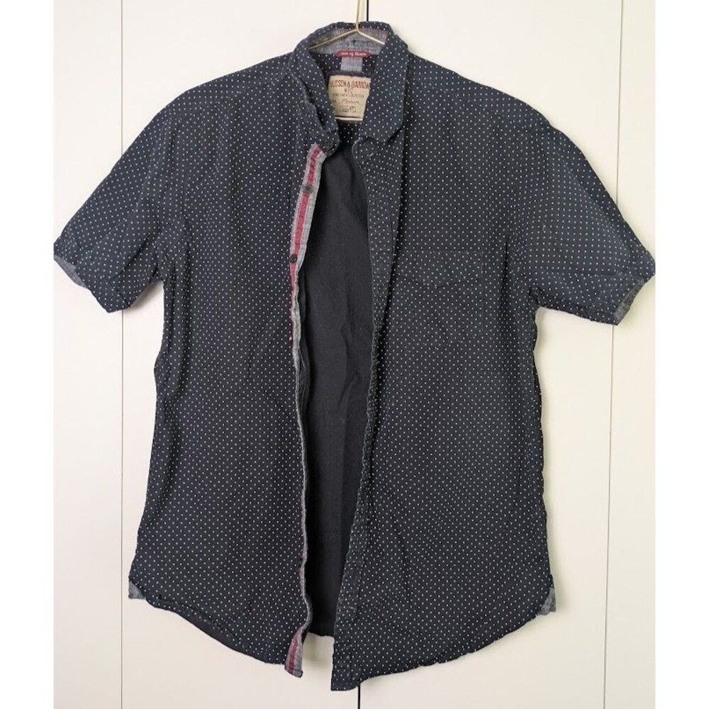 Hudson & Barrow Blue Button Down Casual Shirt Men's Medium Short Sleeve